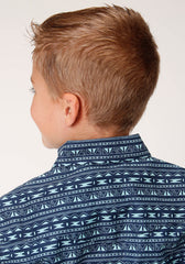 Roper Boys Long Sleeve Snap Zig Zag Tribal Print Western Shirt - Flyclothing LLC