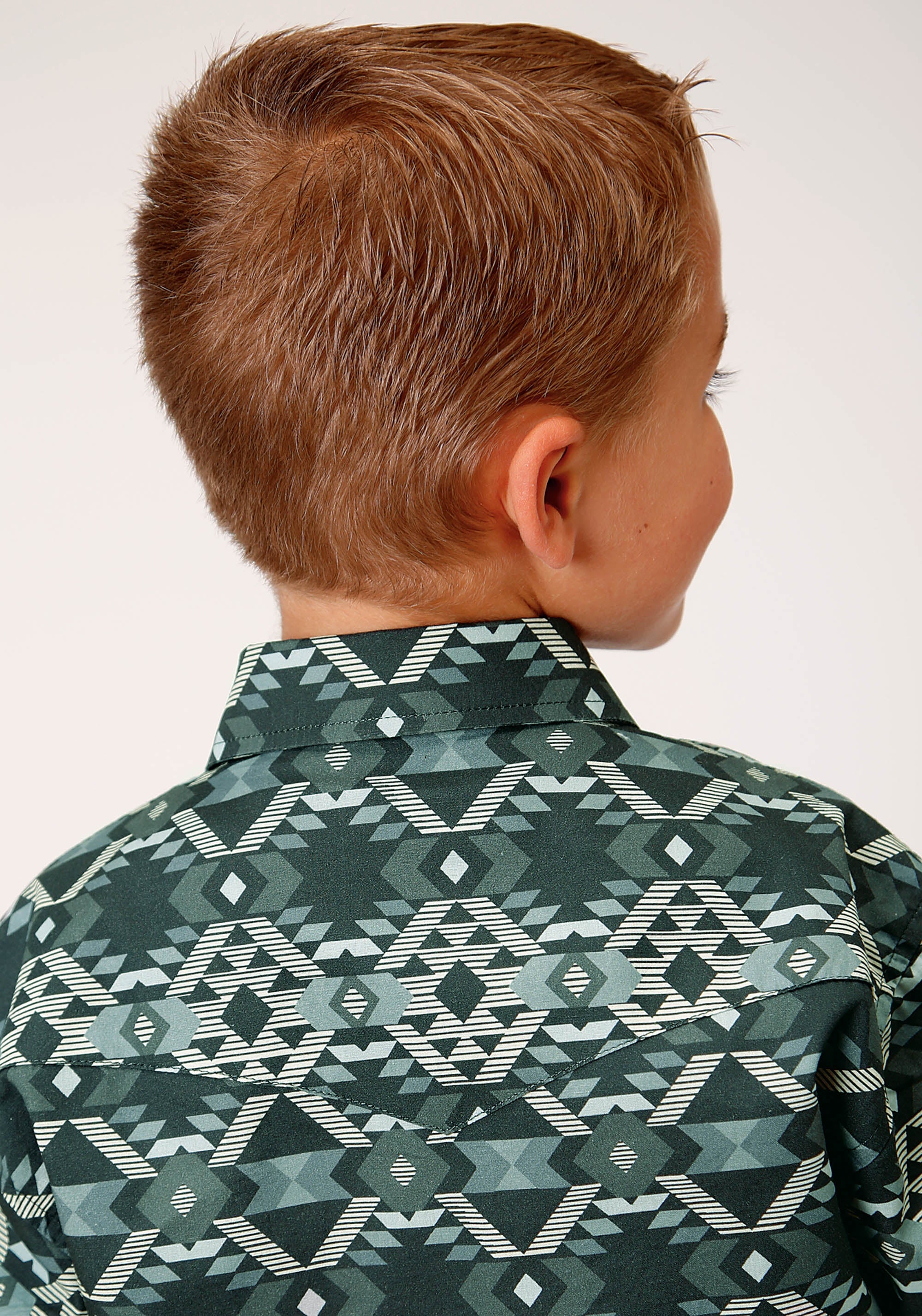 Roper Boys Long Sleeve Snap Slate Aztec Print Western Shirt - Flyclothing LLC