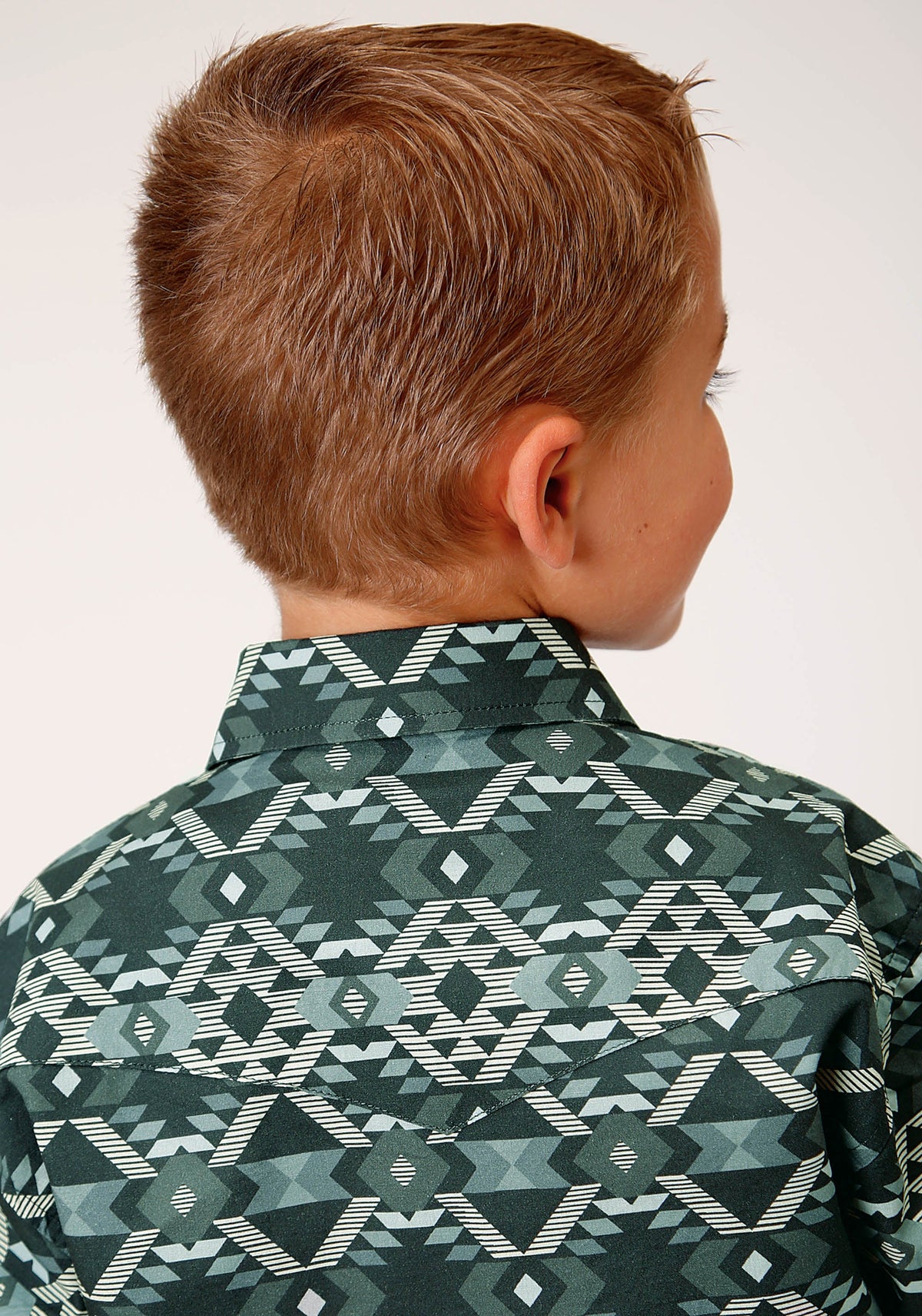 Roper Boys Long Sleeve Snap Slate Aztec Print Western Shirt - Flyclothing LLC