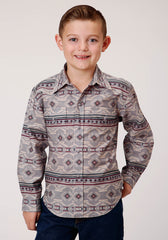 Roper Boys Long Sleeve Snap Blanket Aztec Print Western Shirt