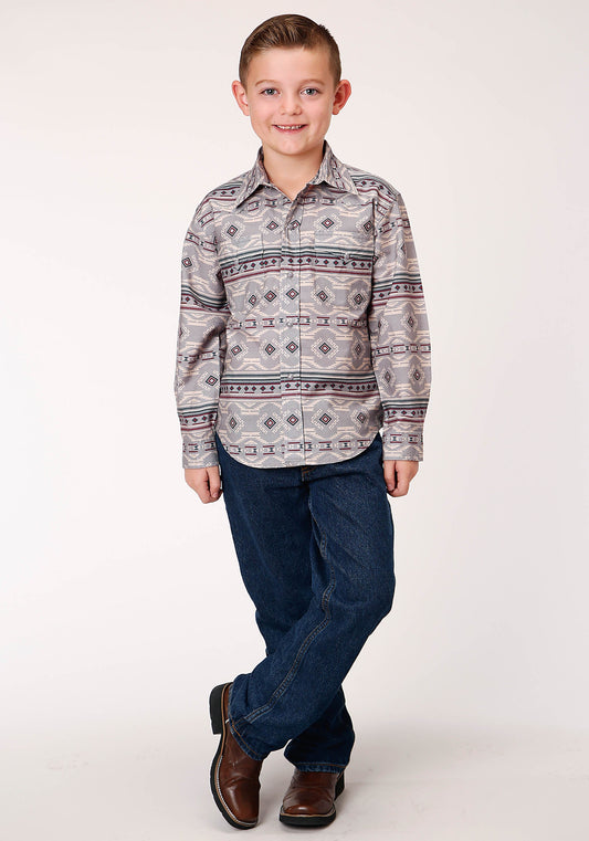 Roper Boys Long Sleeve Snap Blanket Aztec Print Western Shirt - Flyclothing LLC