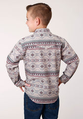 Roper Boys Long Sleeve Snap Blanket Aztec Print Western Shirt - Flyclothing LLC