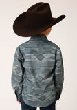 Roper Boys Long Sleeve Snap Gray Fog Aztec Print Western Shirt - Flyclothing LLC