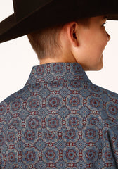 Roper Boys Long Sleeve Snap Redwood Medallion Western Shirt - Flyclothing LLC