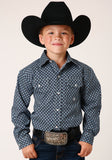 Roper Boys Long Sleeve Snap Four Leaf Foulard Western Shirt