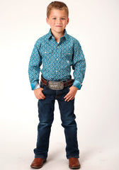 Roper Boys Long Sleeve Snap Victorian Foulard Western Shirt - Flyclothing LLC