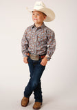 Roper Boys Long Sleeve Snap Copper Spring Paisley Western Shirt - Flyclothing LLC