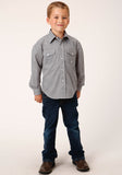 Roper Boys Long Sleeve Snap Diamond Star Geo Grey Western Shirt - Flyclothing LLC