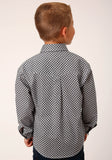 Roper Boys Long Sleeve Snap Diamond Star Geo Grey Western Shirt - Flyclothing LLC