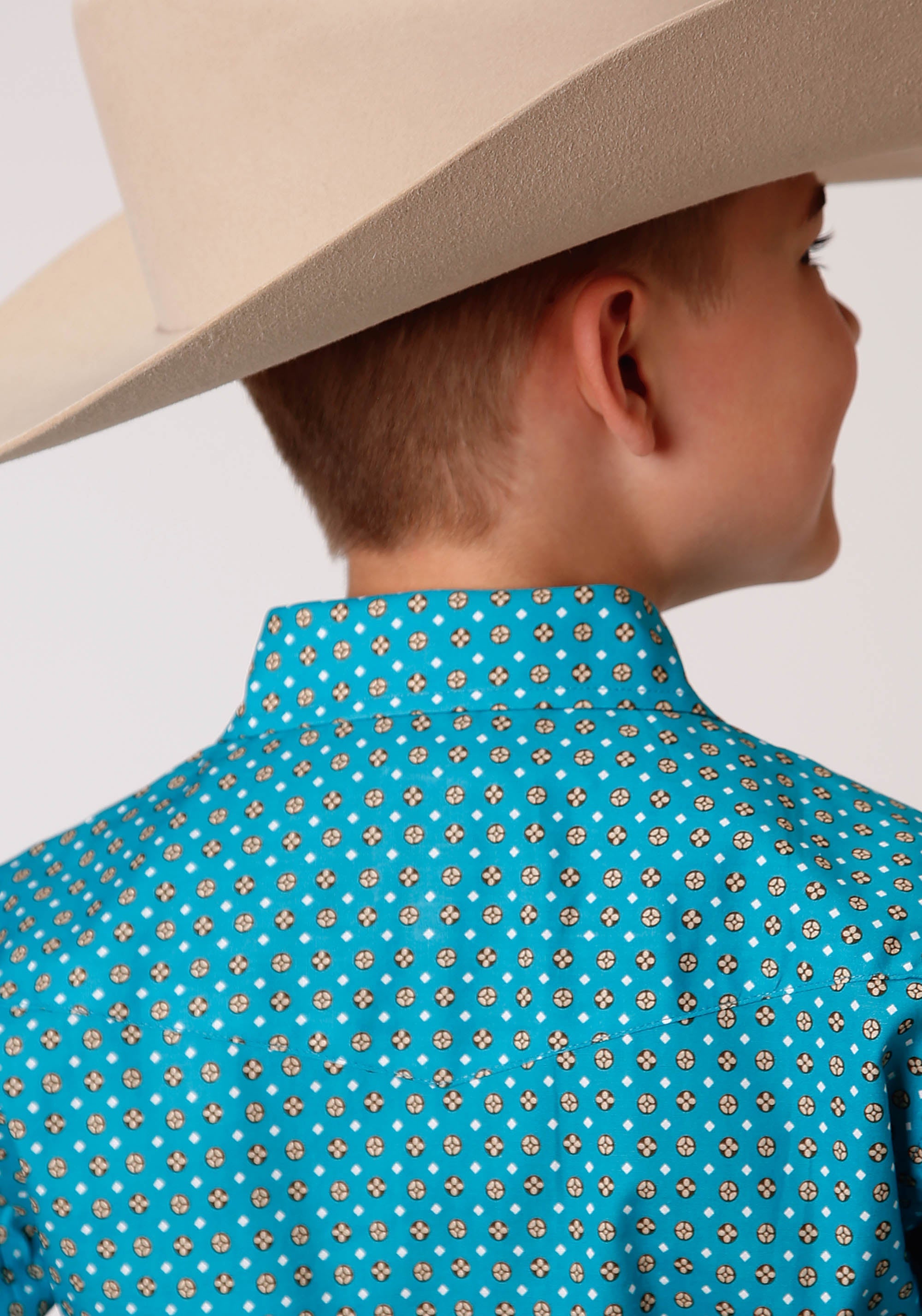 Roper Boys Long Sleeve Snap Turquoise Foulard Western Shirt - Flyclothing LLC