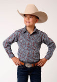 Roper Boys Long Sleeve Snap Liberty Paisley Western Shirt