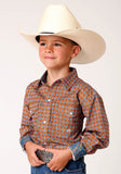 Roper Boys Long Sleeve Snap Persimmon Foulard Western Shirt