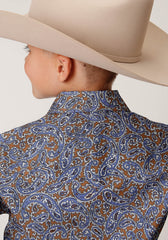 Roper Boys Long Sleeve Snap Valley Paisley Western Shirt - Flyclothing LLC