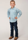 Roper Boys Long Sleeve Snap Turquoise Medallion Western Shirt - Flyclothing LLC