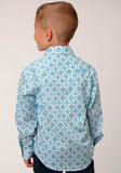 Roper Boys Long Sleeve Snap Turquoise Medallion Western Shirt - Flyclothing LLC