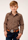 Roper Boys Long Sleeve Snap Cinnamon Foulard Western Shirt