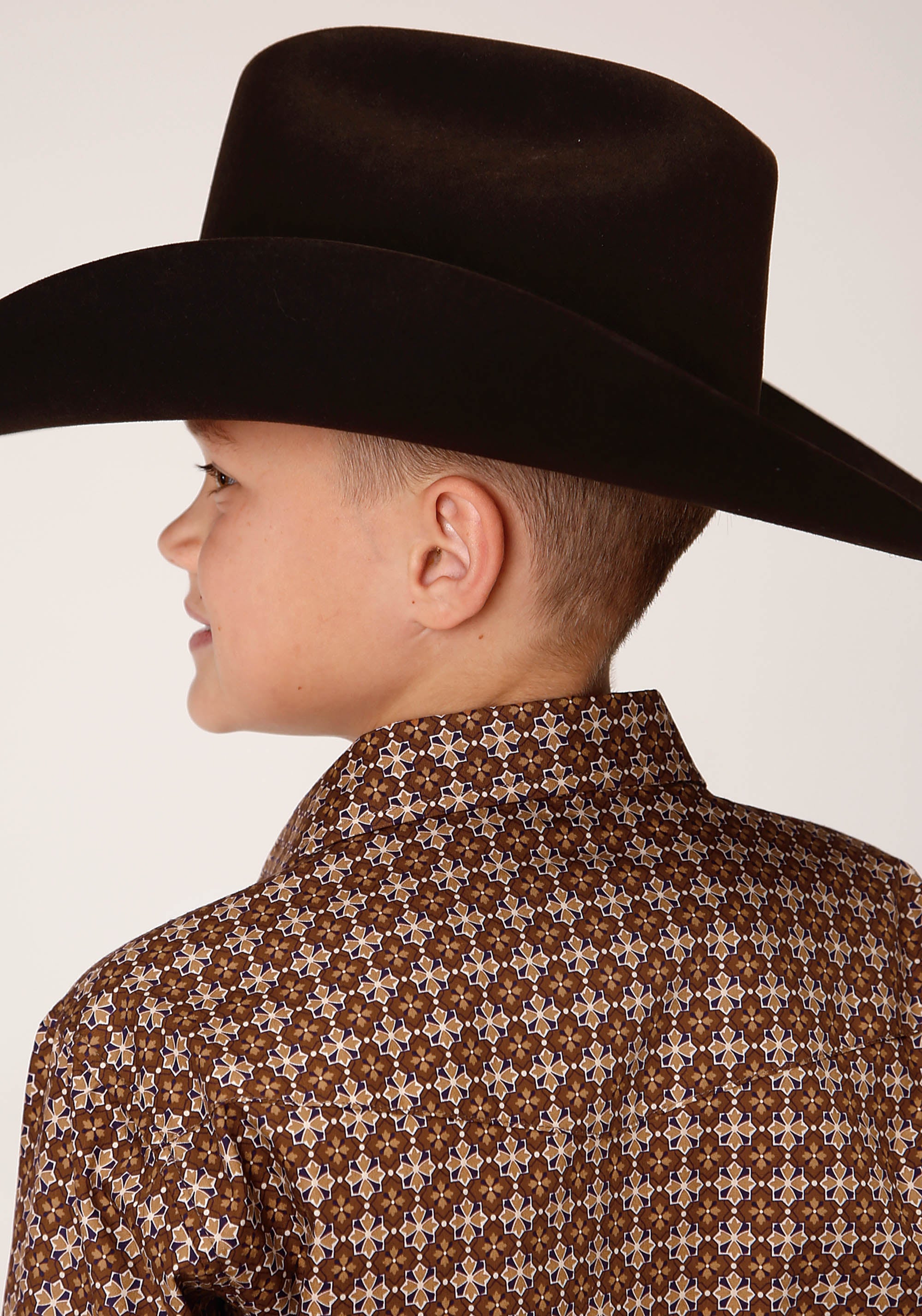 Roper Boys Long Sleeve Snap Cinnamon Foulard Western Shirt - Flyclothing LLC