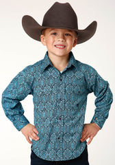 Roper Boys Long Sleeve Snap Medallion Paisley Western Shirt