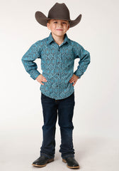 Roper Boys Long Sleeve Snap Medallion Paisley Western Shirt - Flyclothing LLC