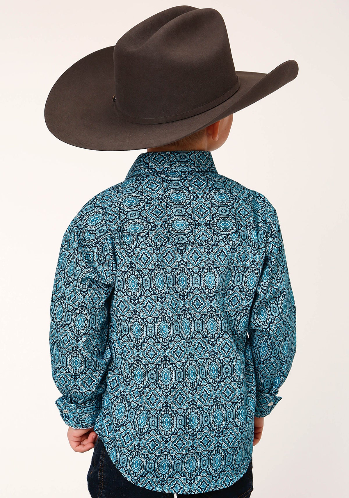 Roper Boys Long Sleeve Snap Medallion Paisley Western Shirt - Flyclothing LLC