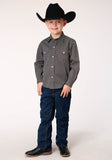 Roper Boys Long Sleeve Snap Diamond Neat Olive Western Shirt - Flyclothing LLC