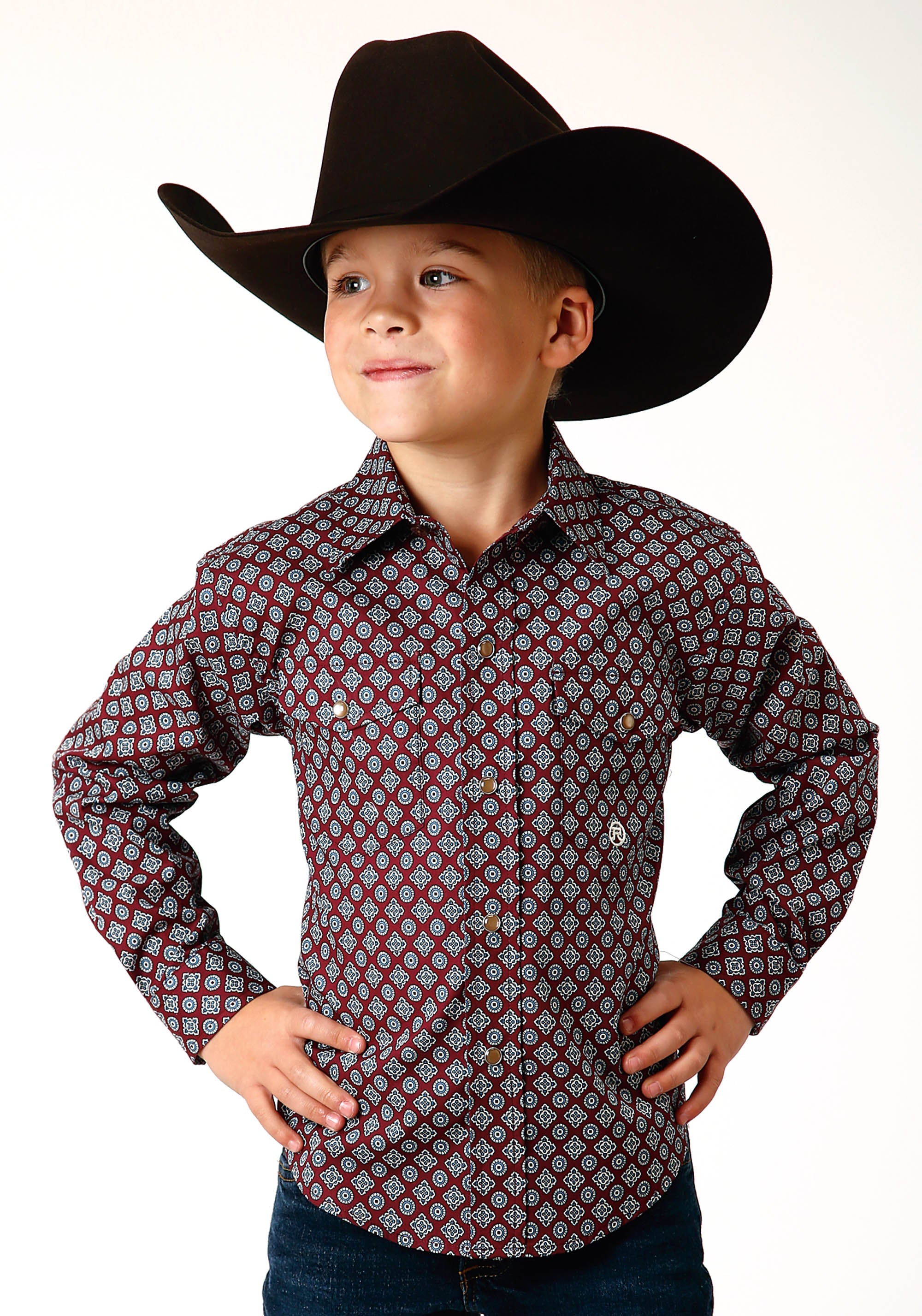 Roper Boys Long Sleeve Snap Classic Foulard Western Shirt