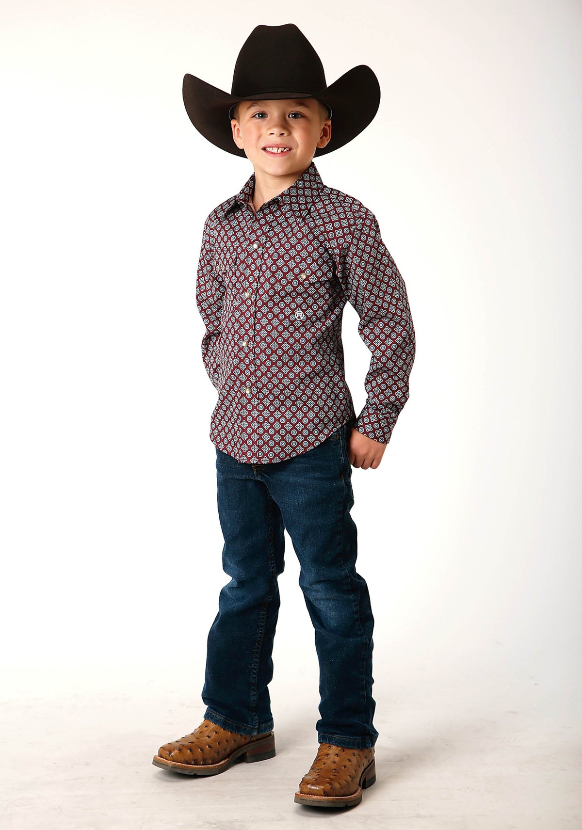 Roper Boys Long Sleeve Snap Classic Foulard Western Shirt - Flyclothing LLC