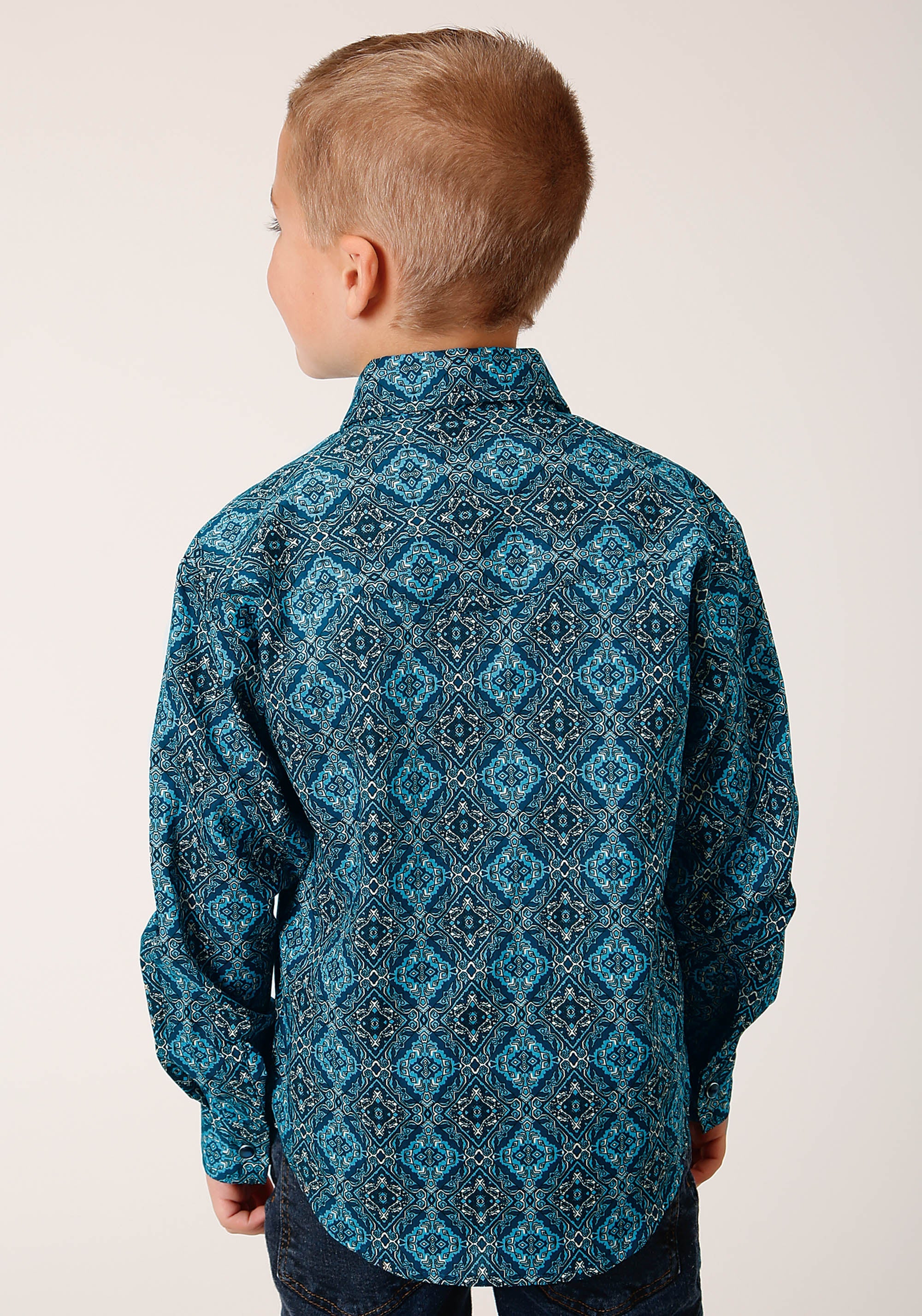 Roper Boys Long Sleeve Snap Gothic Medallion Western Shirt - Flyclothing LLC