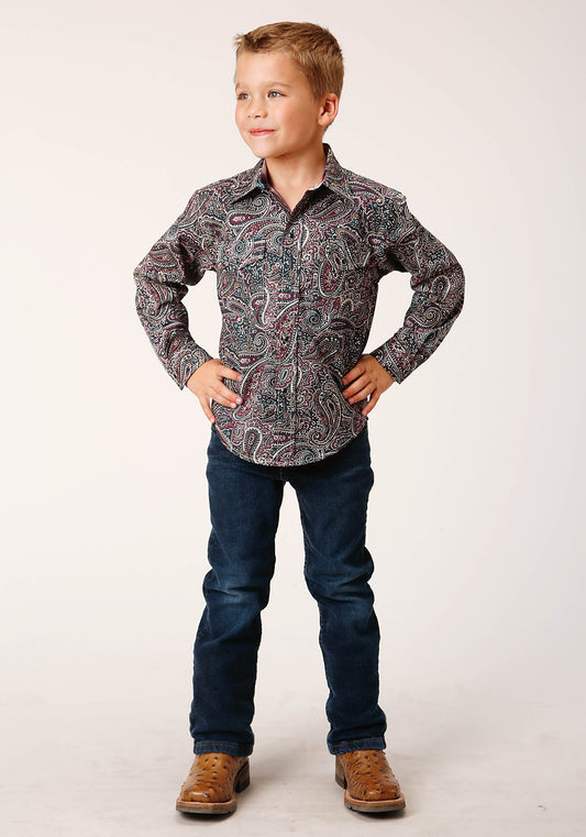 Roper Boys Long Sleeve Snap Old Time Paisley Western Shirt - Flyclothing LLC