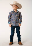 Roper Boys Long Sleeve Snap Royal Paisley Western Shirt - Flyclothing LLC