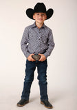 Roper Boys Long Sleeve Snap Tile Pattern Foulard Western Shirt - Flyclothing LLC