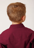 Roper Boys Long Sleeve Snap Black Fill Solid Wine Western Shirt - Flyclothing LLC