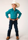 Roper Boys Long Sleeve Snap Solid Poplin Stretch Turquoise Western Shirt - Flyclothing LLC