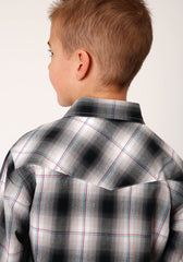 Roper Boys Long Sleeve Snap Black Hills Plaid Western Shirt - Flyclothing LLC