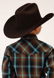 Roper Boys Long Sleeve Snap Dark Chocolate Plaid Western Shirt - Flyclothing LLC