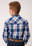 Roper Boys Long Sleeve Snap Royal Plaid Western Shirt - Flyclothing LLC