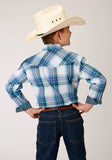 Roper Boys Long Sleeve Snap Clear Sky Plaid Western Shirt - Flyclothing LLC