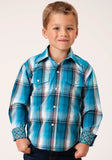 Roper Boys Long Sleeve Snap Deep Pool Ombre Western Shirt