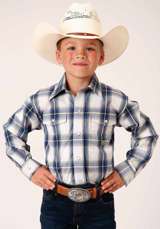 Roper Boys Long Sleeve Snap Denim Ombre Western Shirt