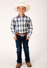 Roper Boys Long Sleeve Snap Denim Ombre Western Shirt - Flyclothing LLC