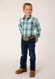 Roper Boys Long Sleeve Snap Meadow Plaid Western Shirt - Flyclothing LLC