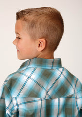 Roper Boys Long Sleeve Snap Meadow Plaid Western Shirt - Flyclothing LLC