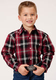 Roper Boys Long Sleeve Snap Saddle Plaid Western Shirt