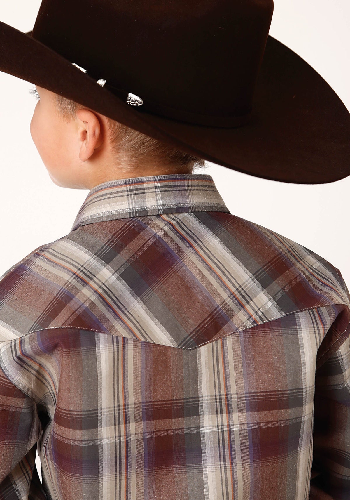 Roper Boys Long Sleeve Snap Cider Plaid Western Shirt - Flyclothing LLC