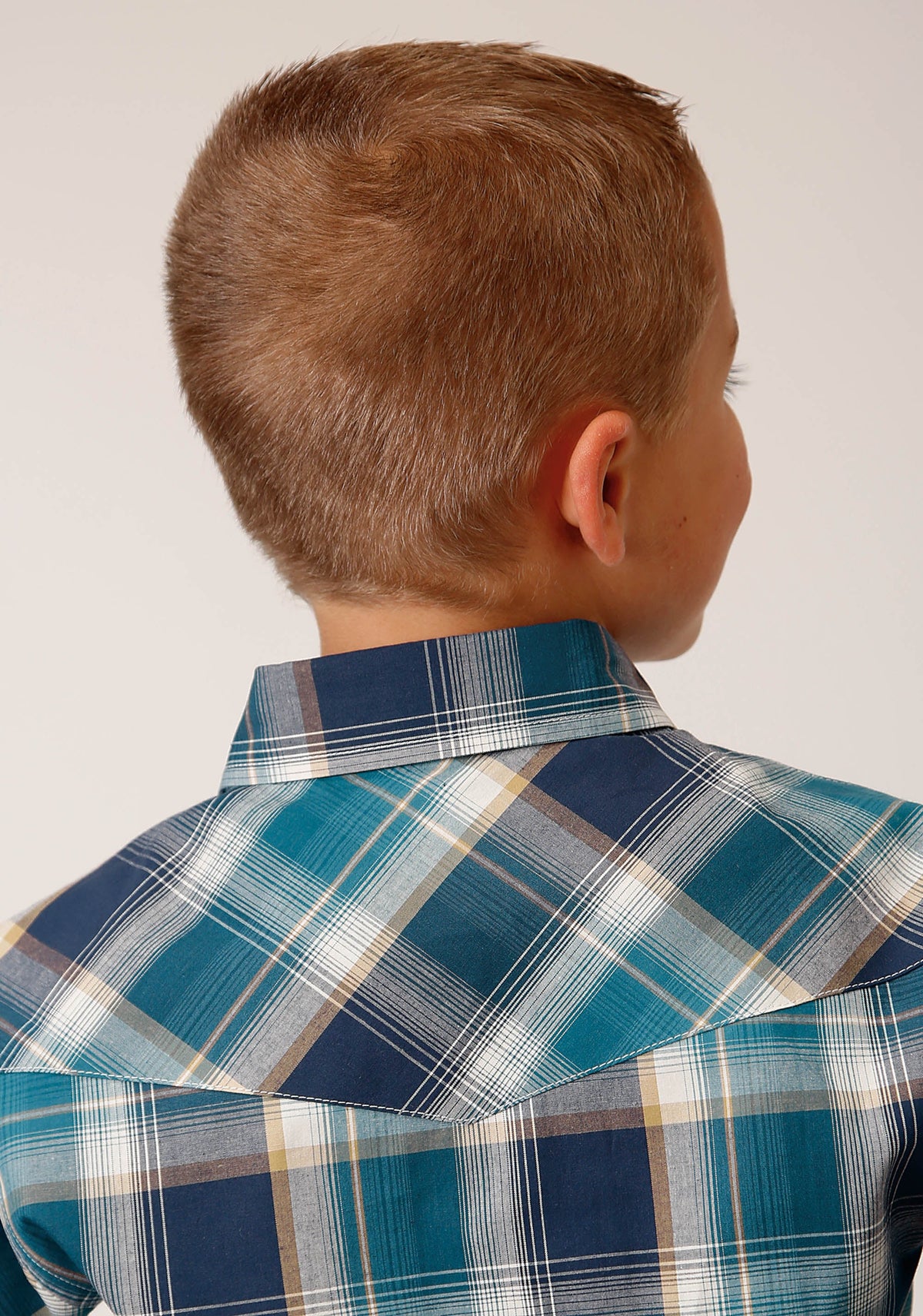 Roper Boys Long Sleeve Snap Blueberry Plaid Western Shirt - Flyclothing LLC