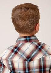 Roper Boys Long Sleeve Snap Red Canyon Plaid Western Shirt - Flyclothing LLC