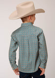 Roper Boys Long Sleeve Button Teal Foulard Western Shirt - Flyclothing LLC