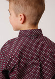 Roper Boys Long Sleeve Button Wine Star Geo Western Shirt - Flyclothing LLC