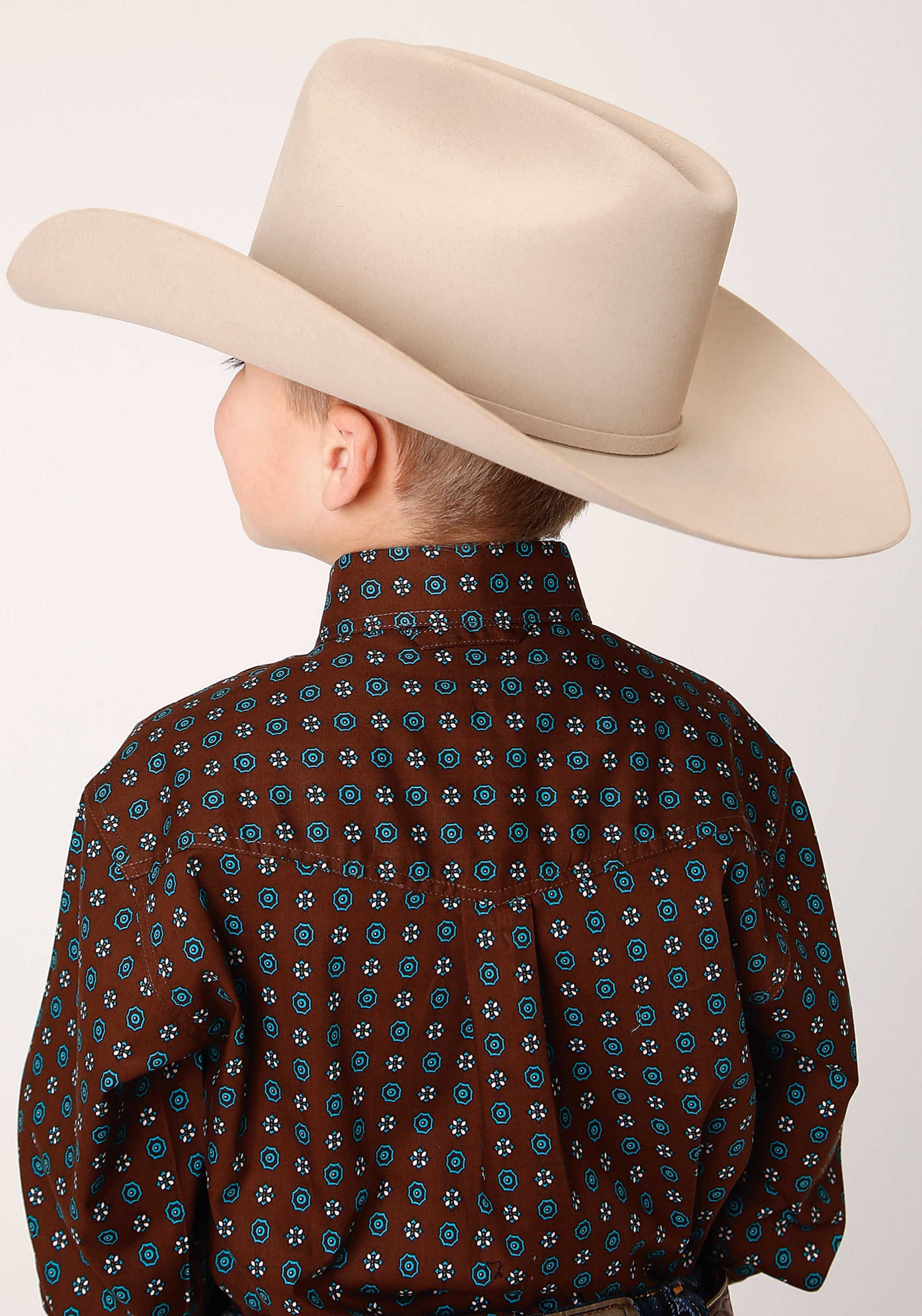 Roper Boys Long Sleeve Button Chocolate Agave Foulard Western Shirt - Flyclothing LLC