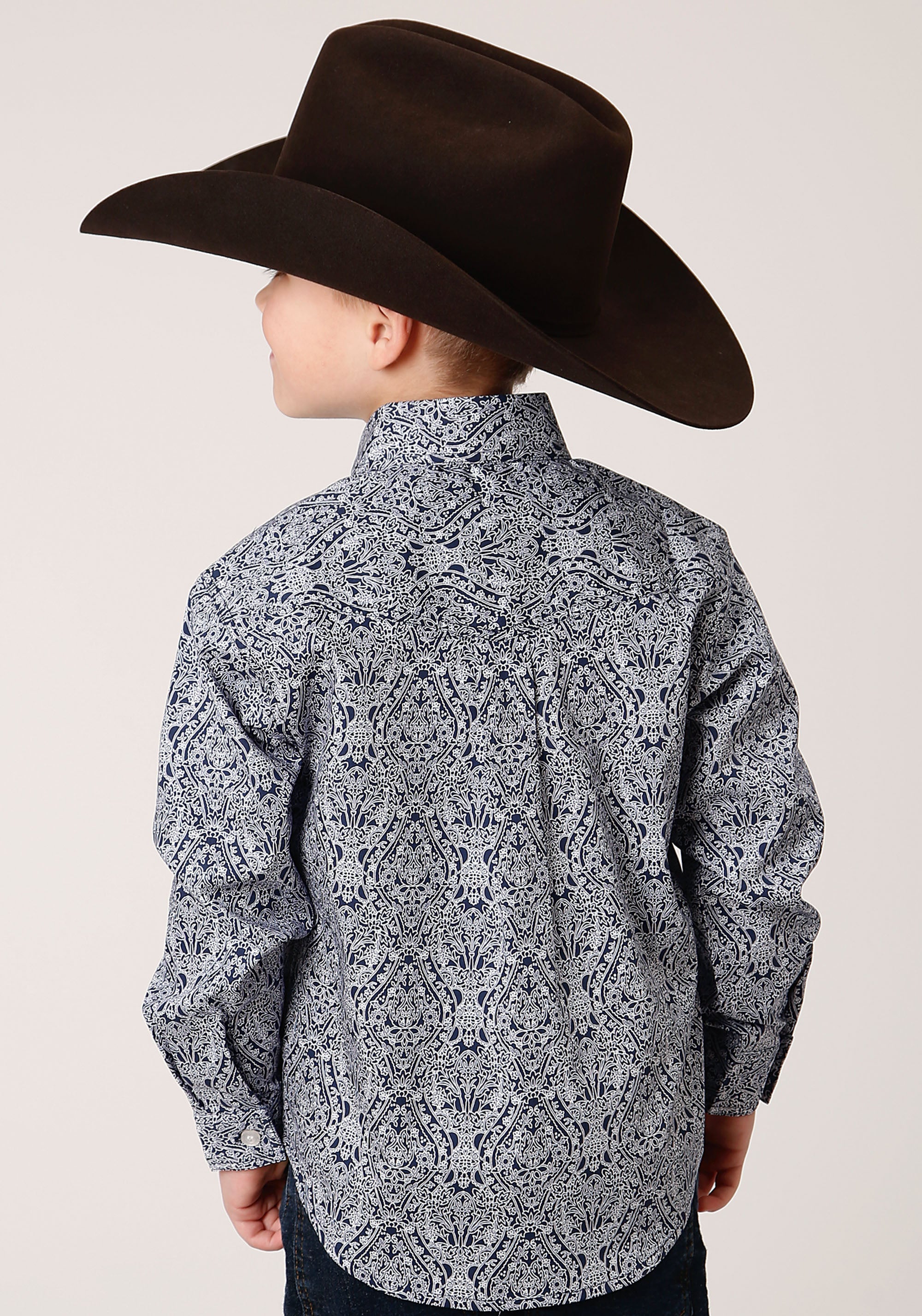 Roper Boys Long Sleeve Button Crystal Medallion Western Shirt - Flyclothing LLC